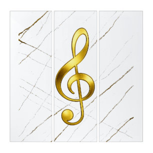 Golden Treble Clef Marble Wall Art