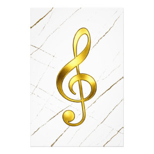 Golden Treble Clef Marble Wall Art