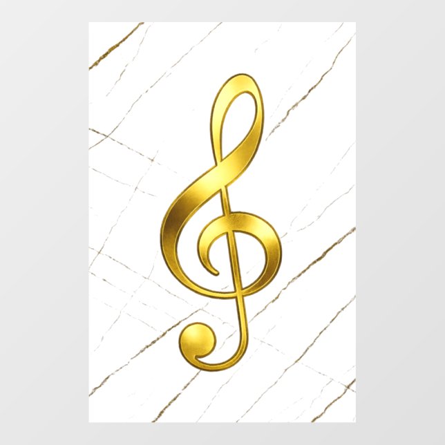 Golden Treble Clef Marble Wall Art Decal (Front)