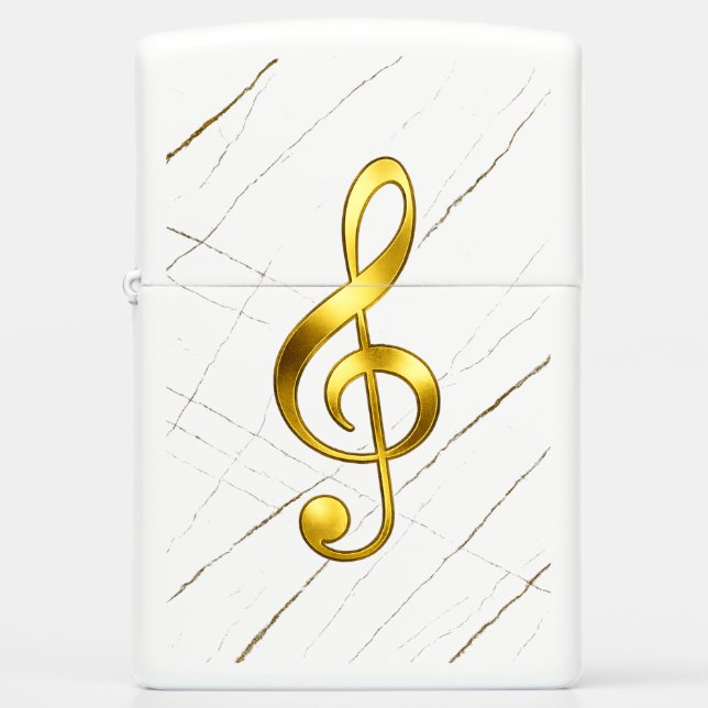 Golden Treble Clef Marble Wall Art Zippo Lighter (Front)