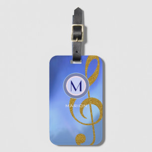 golden treble clef music note custom luggage tag