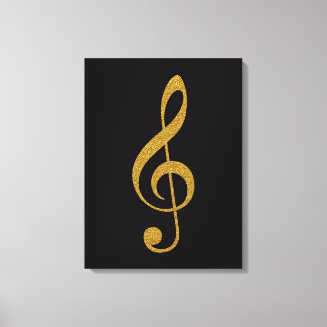 golden treble clef musical note canvas print (Front)