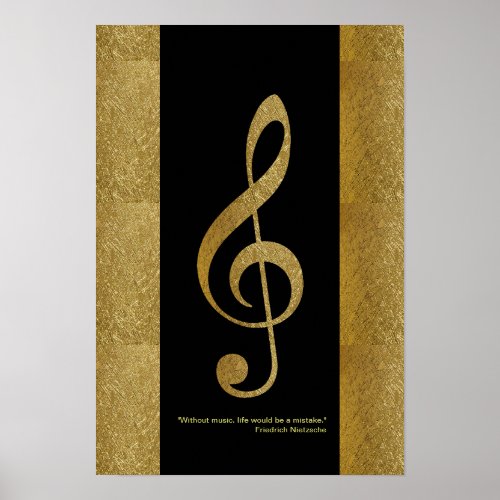golden treble clef musical note decor