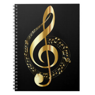 Golden Treble Clef Spiral Notebook