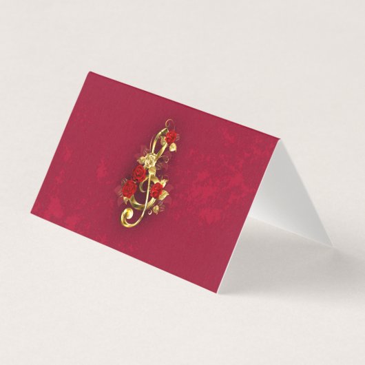 Golden Treble Clef with Rose Flowers (Front)