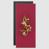 Golden Treble Clef with Rose Flowers (Front/Back)