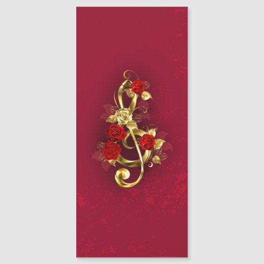 Golden Treble Clef with Rose Flowers (Front)