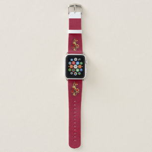 Golden Treble Clef with Rose Flowers Apple Watch Band