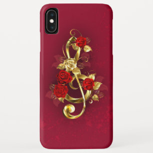 Golden Treble Clef with Rose Flowers iPhone XS Max Case