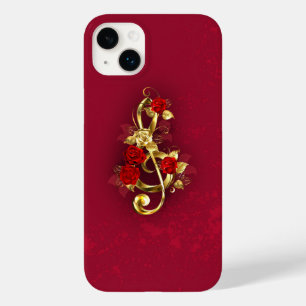Golden Treble Clef with Rose Flowers Case-Mate iPhone 14 Plus Case