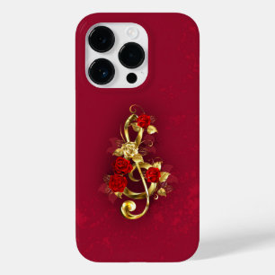 Golden Treble Clef with Rose Flowers Case-Mate iPhone 14 Pro Case