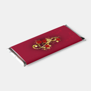 Golden Treble Clef with Rose Flowers Hershey Bar Favors