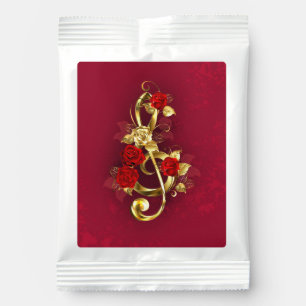 Golden Treble Clef with Rose Flowers Hot Chocolate Drink Mix