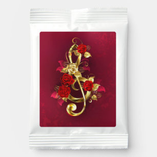 Golden Treble Clef with Rose Flowers Lemonade Drink Mix
