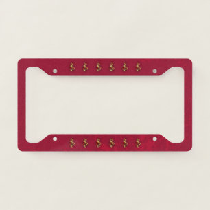 Golden Treble Clef with Rose Flowers License Plate Frame