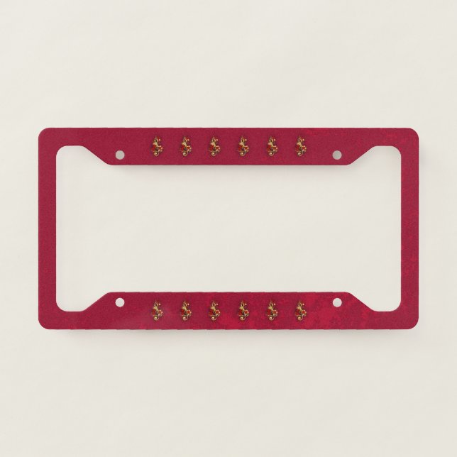 Golden Treble Clef with Rose Flowers License Plate Frame (Front)