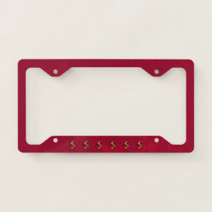 Golden Treble Clef with Rose Flowers License Plate Frame