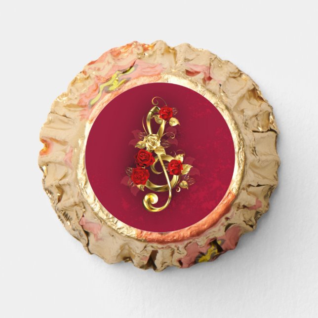 Golden Treble Clef with Rose Flowers Reese's Peanut Butter Cups (Front)