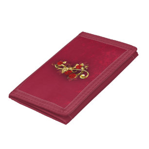 Golden Treble Clef with Rose Flowers Tri-fold Wallet