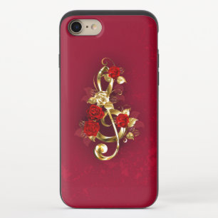 Golden Treble Clef with Rose Flowers iPhone 8/7 Slider Case