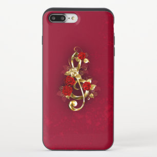 Golden Treble Clef with Rose Flowers iPhone 8/7 Plus Slider Case