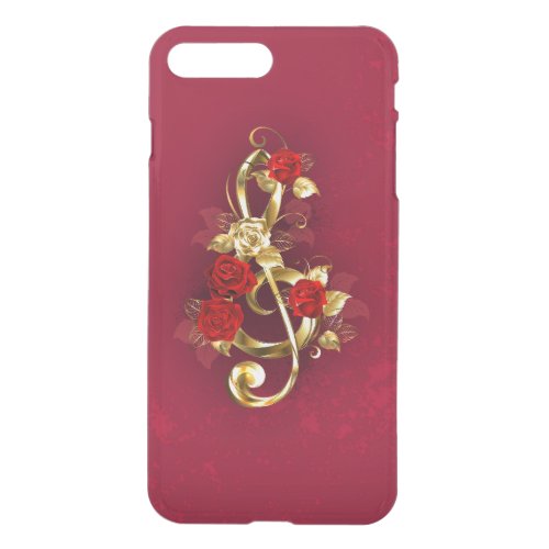 Golden Treble Clef with Rose Flowers iPhone 8 Plus7 Plus Case