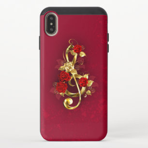 Golden Treble Clef with Rose Flowers iPhone XS Max Slider Case
