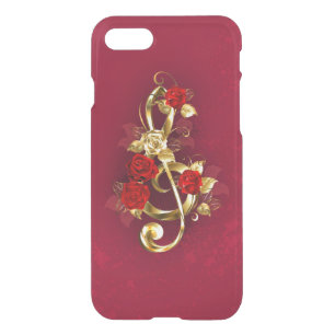 Golden Treble Clef with Rose Flowers iPhone SE/8/7 Case