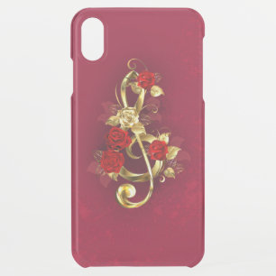Golden Treble Clef with Rose Flowers iPhone XS Max Case