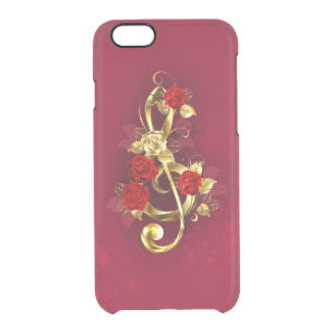 Golden Treble Clef with Rose Flowers Clear iPhone 6/6S Case