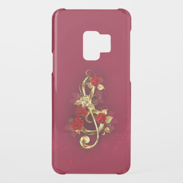 Golden Treble Clef with Rose Flowers Uncommon Samsung Galaxy Case (Back)
