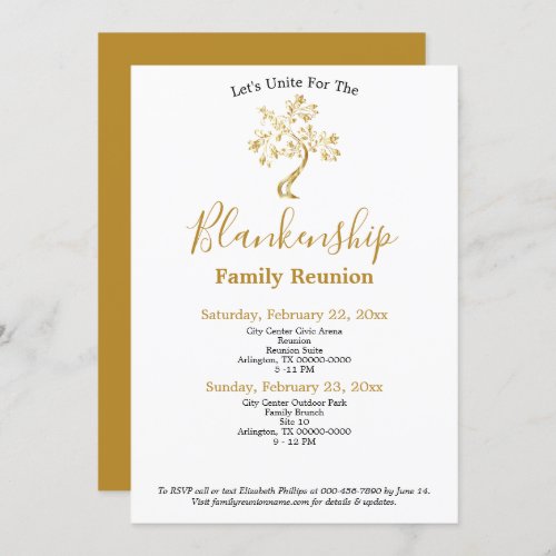 Golden Tree 2_Day Family Reunion Gathering Invitation