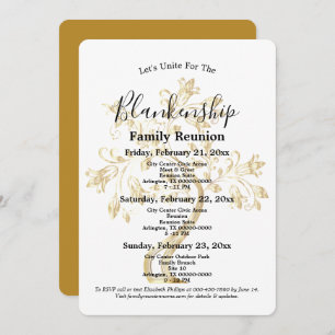 Golden Tree 3-Day Family Reunion Get Together Invitation