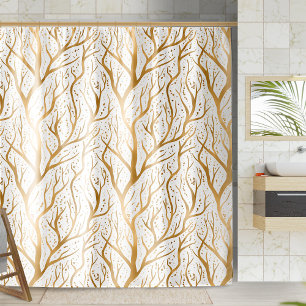 Golden Tree Branches - change background color Shower Curtain