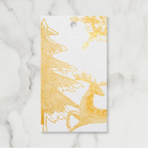 Golden Tree Deer Star Merry Christmas Daddy Foil Gift Tags