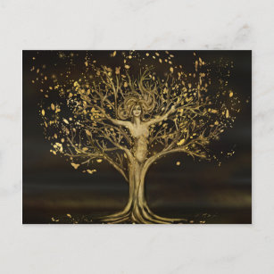 Golden Tree Goddess Holiday Postcard