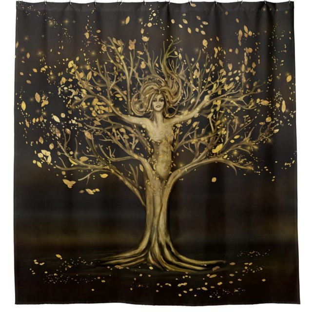 Golden Tree Goddess Shower Curtain (Front)