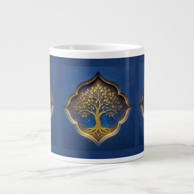 Golden Tree in Celestial Frame Gift Giant Coffee Mug (Front)
