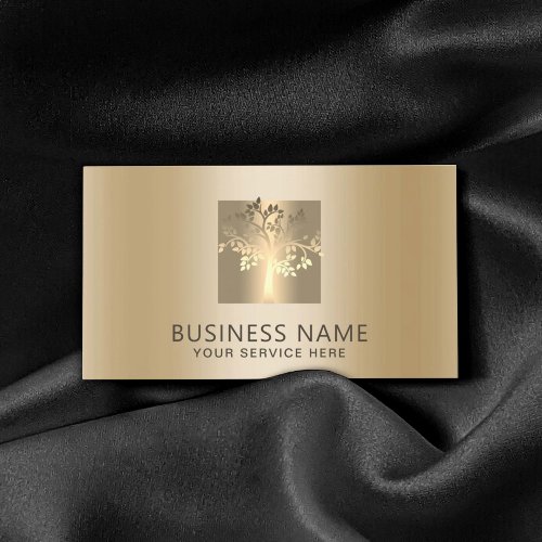 Golden Tree Logo Modern Gold Foil Business Card