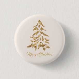 Golden Tree Merry Christmas Button