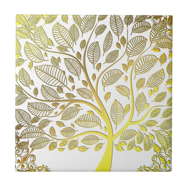 Golden tree of life ceramic tile (Front)