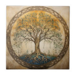 Golden Tree of Life Ceramic Tile<br><div class="desc">Indulge in the timeless allure of William Morris-inspired vintage art, featuring a stunning Tree of Life motif with intricate foliage. This antique and artistic representation evokes a sense of fantasy and Celtic charm, reminiscent of the mythical Yggdrasil from Norse mythology. Elevate your space with the enchanting elegance of this exquisite...</div>