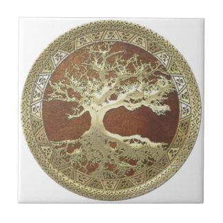 GOLDEN TREE OF LIFE CERAMIC TILE