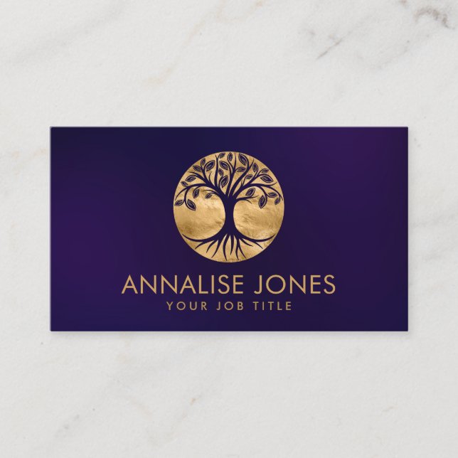 Golden Tree of life Circle Business Card (Front)