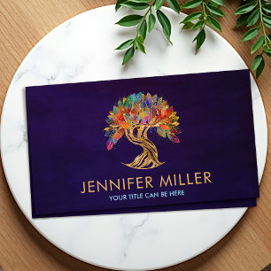 Golden Tree of Life - colorful foliage Business Card