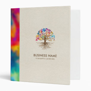 Golden Tree of life - Colorful Leaves 3 Ring Binder
