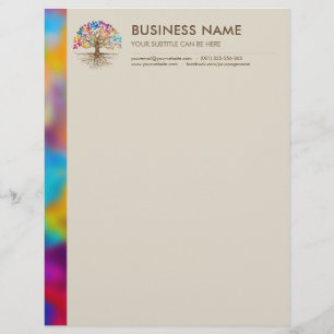 Golden Tree of life - Colorful Leaves Letterhead