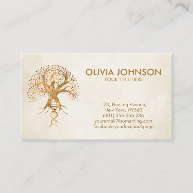 Golden Tree of Life - Evolution DNA Business Card (Front)
