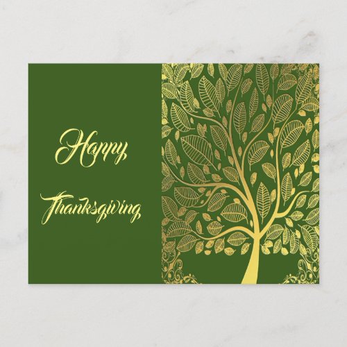 Golden Tree Of Life Fall Color Leaves Thanksgiving Holiday Postcard