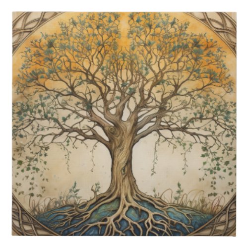 Golden Tree of Life Faux Canvas Print